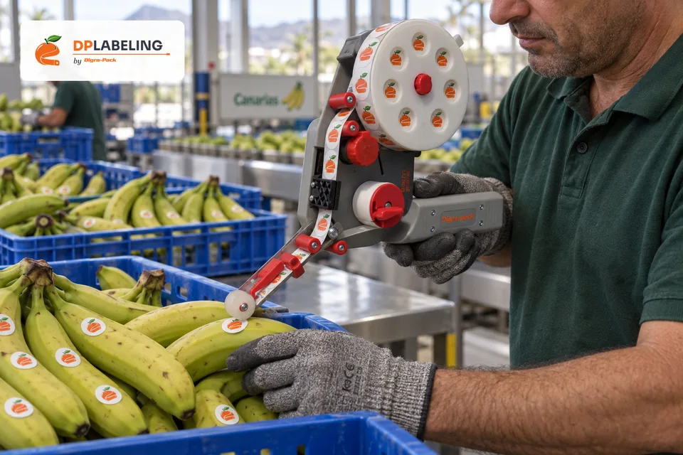 Plátano etiquetado con una etiquetadora DP35